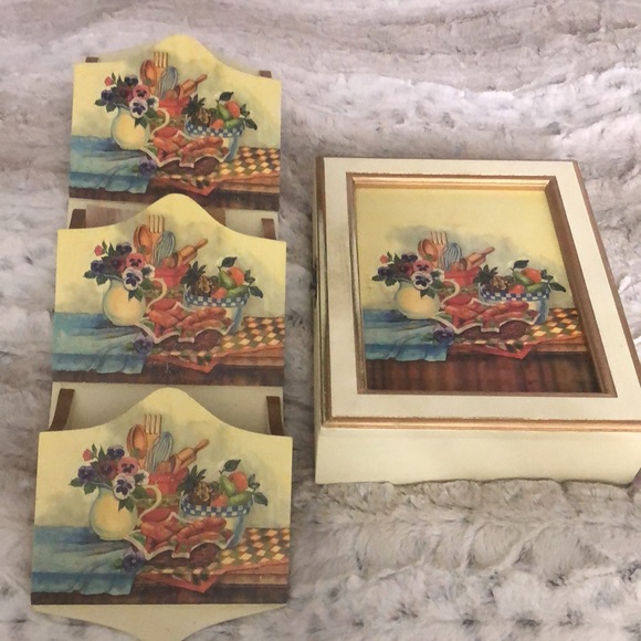 MAIL HOLDER AND KEY BOX WOOD VINTAGE - Picture 2 of 4